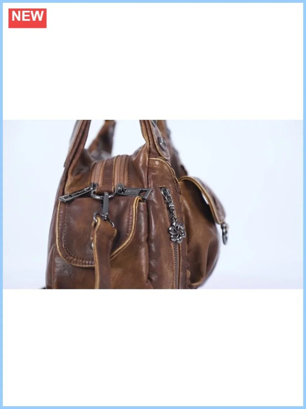 Vegan Leather Hobo Shoulder Bag Crossbody Multi-Pocket